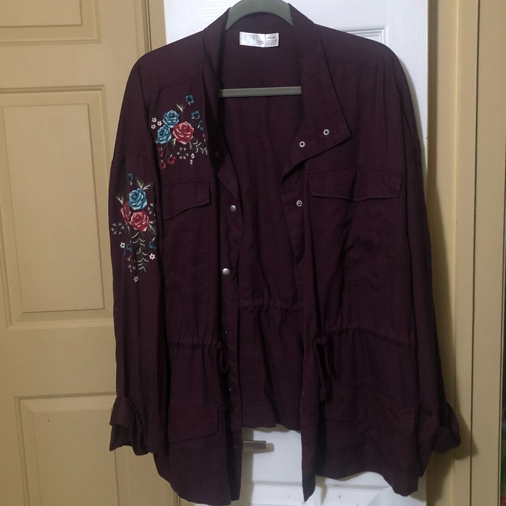 Floral embroidered patch Jacket